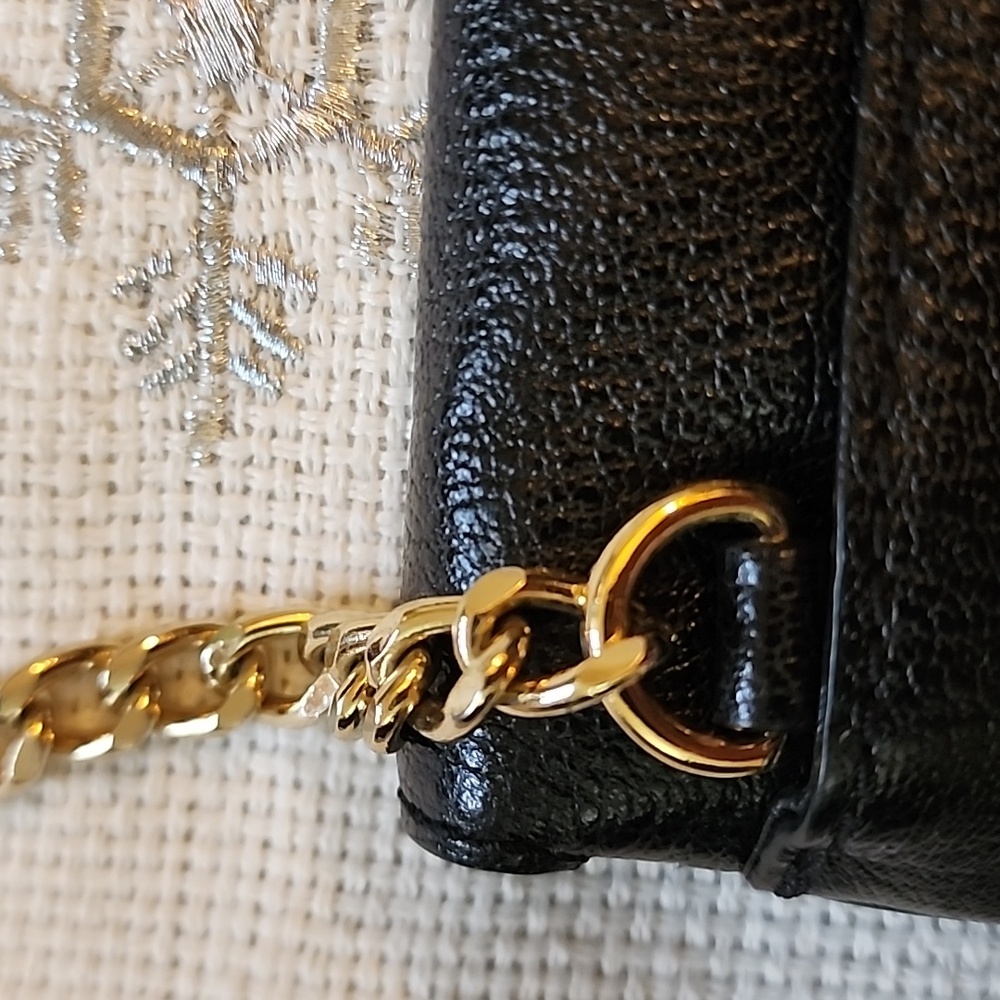 Michael Kors Black Leather Chain Shoulder Bag. - Picture 10 of 13
